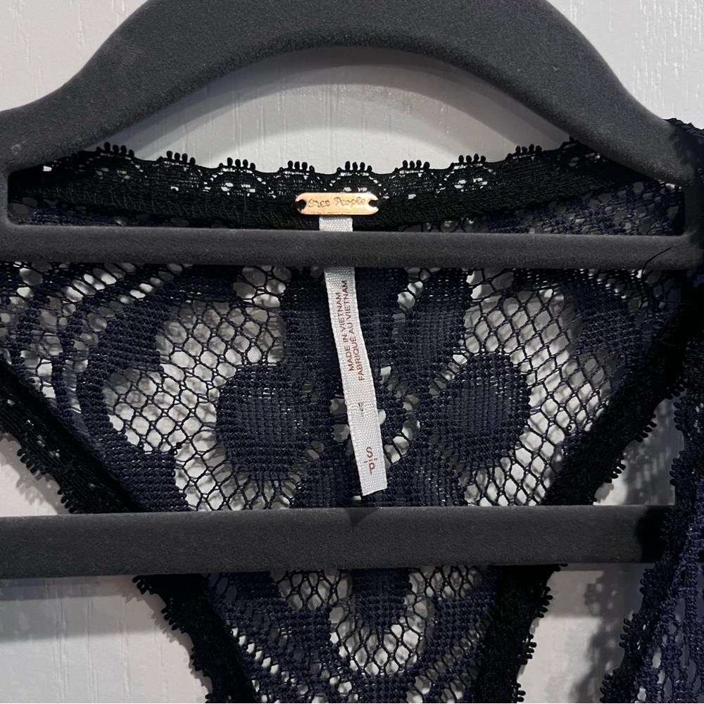 Free People Miracle Blue Black Lace Racerback Dress Small Whimsygoth Whitchy - Picture 6 of 13